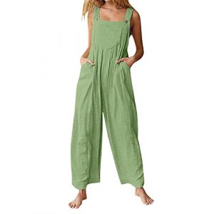 Combinaison Pantalon Femme Chic Combishort Femme Ete Salopette Ample Décontractée pour Femmes avec Bretelles Réglables Combinaison Femme Ete Salopette Femme Jean (Vert,XXL) (EZJOBLA(7-12 days delivery), neuf)