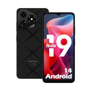 Ulefone Note 19 Téléphone Portable, 6Go+32Go/TF-512GB, Android 14 Smartphone, Caméra 8MP+5MP, Écran 6.56" HD+, 5000mAh Batterie, 3 Emplacements pour Cartes Octa Core 4G Dual SIM/Face ID/GPS/OTG Noir (OKOYE STORE, neuf)