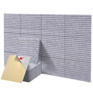 Lot de 12 Panneau Acoustique Mural Carr&eacute;es Autocollante, 12*12*0.4IN Isolation Acoustique &agrave; Haute Densit&eacute;, Mousse Acoustique Isolant Phonique pour Studio Bureau Chambre (Gris &agrave; rayures verticales) (DAOYIDE, neuf)