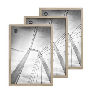 lincoolart Lot de 3 cadres photo 30x40 cm en bois naturel, cadres 30x40 pour posters, photos, puzzles, en bois MDF avec verre acrylique (lincool, neuf)