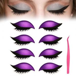 4/8 paires Patch de fard à paupières pour les yeux paresseux,2 En 1 RéUtilisables Fards à PaupièRes Et Autocollants Pour Maquillage Des Cils,RéSistants à L'Eau (4*Violet, TAILLE) (ANREPA, neuf)