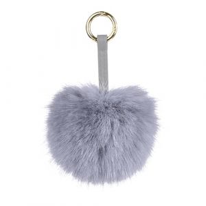 S.ROMZA Porte-clés à pompons en fausse fourrure artificielle - Porte-clés moelleux en peluche pour sac à main, sac à dos, portefeuille, pendentif pour femme (Gris clair) (S.ROMZA fr, neuf)