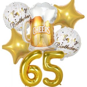 Ballon 65 ans Anniversaire Homme Femme, Decoration Anniversaire 65 ans, Ballon Anniversaire 65 ans Or, Ballon Bi&egrave;re Ballon Bouteille Verre &agrave; Vin Decoration pour Anniversaire 65 ans Femme Homme (Feelairy, neuf)