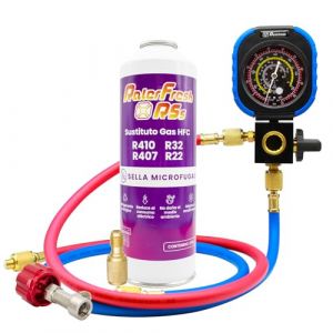 Gaz réfrigérant organique pour climatisation type Split Ralerfresh RS équivalent à 950 g, remplacement des gaz R410, R32, R407 et R22 (Bouteille 230g + manomètre RF31 + adaptateur) (Todoelectrico, neuf)