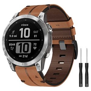 Bracelet Fenix 7/Fenix 6 Bande, 22mm Cuir Quick Fit Bracelet pour Garmin Instinct, Fenix 8 47mm, Fenix 6, Fenix 6 Pro, Fenix 5, Fenix 5 Plus, Forerunner 945, Forerunner 935, Approach S62, Approach S60 (BOJYS, neuf)