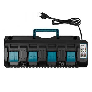 DC18SF Chargeur 14,4 V-18 V pour batterie Makita ASUNCELL 3 A 4 ports de rechange pour batterie Makita LXT DC18RD DC18RC Li-ion BL1415 BL1430 (prise européenne 110-230 V) (ASUNCELL-FR, neuf)