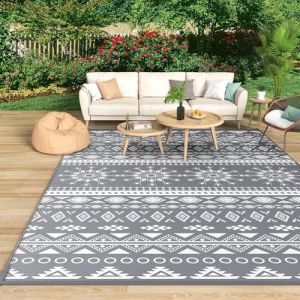 MOKANI Tapis d'ext&eacute;rieur r&eacute;sistant aux intemp&eacute;ries, Tapis de balcon et camping r&eacute;versible 120x180 cm, natte en plastique imitation paille pour terrasse, tapis de jardin UV-r&eacute;sistant pour RV (Mokani Store, neuf)