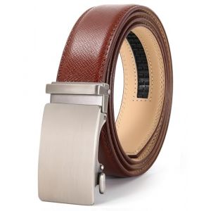 Nelbons Ceinture pour homme, ceinture &agrave; cliquet en cuir avec boucle coulissante, coupe personnalis&eacute;e largeur 3,5 cm 1 3/8 pouce, 44W (GTS-FR, neuf)