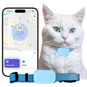 Chat Tracker,Traceur De Chat,Traceur GPS Chat,Collier Chats GPS Collier Traceur Chats,Collier Gps Chats,Pas De Frais Mensuels,Pour Compatible Avec IOS/Android Localisation En Temps Réel,Étanche (Bleu) (mayshy, neuf)