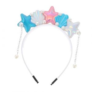 TOVINANNA bandeau sur le thème de l'océan sacs de sable coquille cheveux de sirène costume pâques pacques déguisement enfant coiffure étoile de mer sirène accessoires pour cheveux fille Blue (Qieiyi, neuf)