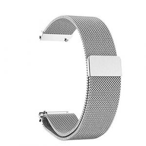 BaiJ Bracelet de Montre Magn&eacute;tique, Fermoir Bracelet R&eacute;glable en Acier Inoxydable Metal pour Huawei Watch Daniel Wellington iWatch Montres Homme et Femme, 20mm Argent (BaiJ, neuf)
