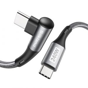 Silkland C&acirc;ble USB C vers USB C Court 50CM Coud&eacute; [240W 48V/5A], PD3.1&QC4.0+ C&acirc;ble Type C Charge Rapide 90 Degr&eacute;s pour Android Auto, iPhone 17/16/15, Samsung S25, MacBook Pro/Air, iPad Pro/Mini, Pixel (Silkland-FR, neuf)