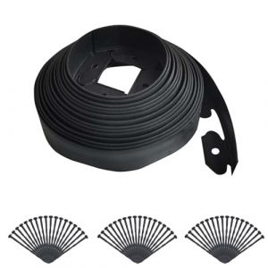 Crevyteg Kit de bordure de jardin, sans creuser, 10 m de long, 10 cm de haut, bordures de jardinage avec 30 piquets, kit de bordure de pelouse flexible pour parterres de fleurs, cour, allée, bordure (YaxiangHK, neuf)