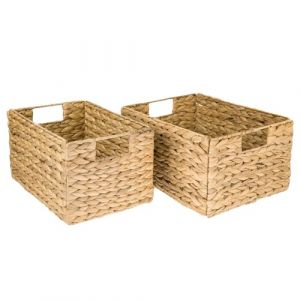 HMF panier de rangement, panier pliable tressé en jacinthe d'eau jonc de mer | set de 2 pièces | taille M + L (hmf_shop, neuf)