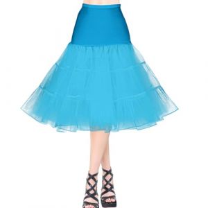 AYBUY Jupe Jupon Femme,Jupon Ann&eacute;es 50 Vintage en Tulle Rockabilly Petticoat en Tulle Taille &Eacute;lastique,R&eacute;tro Jupe Tutu Femmes R&eacute;tro Ann&eacute;es 80 F&ecirc;te Halloween Carnaval Costume de F&ecirc;te,Bleu Ciel,M (withchance, neuf)