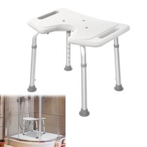 Suusolny Tabouret de Salle de Bain en Forme de U, Chaise Plastique Douche, Hauteur R&eacute;glable 35-51 cm, Repose-Pieds Antid&eacute;rapants, Aide Femmes Enceintes jusqu'&agrave; 136 kg (MEDICAL66, neuf)