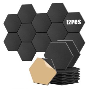 Anluomania Lot de 12 Panneaux Acoustiques Auto-Adhésif, 30 × 30 × 0,9 cm Panneau Acoustique, Mousse Acoustique Anti-bruit, Haute Densité Hexagonal, pour Studio, Bureau, Chambre, Salon (IGALA MARKET S.R.L., neuf)