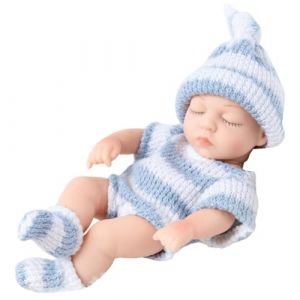 JAWSEU Poup&eacute;es Bebe, 18cm Bebe Reborn Silicone Poup&eacute;e B&eacute;b&eacute; Reborn Poupee Reborn Fille Realiste Nouveau-N&eacute; avec V&ecirc;tements Lavable Poupee Reborn Endormie Jouet Cadeau pour Enfant Fille Gar&ccedil;on (Haptre, neuf)