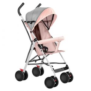 Poussette 3 en 1, Poussette Canne, Trio, Poussette Bebe, Landau Bébé, Accessoires, Adaptateurs Universels, Grandes Roues, 25kg, panier spacieux-D-rose (Hechheu, neuf)