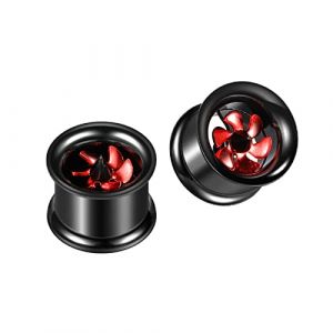 Homxi Tunnel Oreille 2 Pièces Ecarteur Acier Inoxydable Oreille,Tunnel Piercing 12 mm Rond avec Moulin à Vent Tunnel Oreilles Noir (HomXie, neuf)