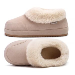 COFACE Femmes Home Pantoufles Memory Foam Warm Wire Micro Suede Blur Home Chaussures Femme Int&eacute;rieur Ext&eacute;rieur Chambre Confort Fausse Fourrure Col Bottes Fermeture Arri&egrave;re 37 Beige (MrStar, neuf)