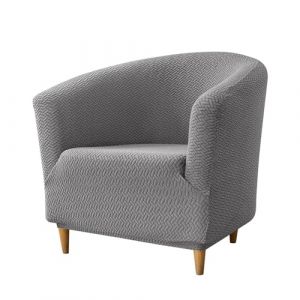 Hearda Housse de Fauteuil Cabriolet 1 Place Gris Clair, Chesterfield Jacquard Extensible Housse Fauteuil Club Tub Chair pour Salon Caf&eacute; Universel (Hearda, neuf)