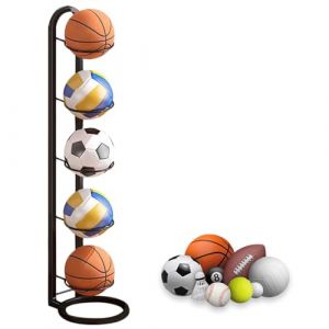 thirei 5 Couches Porte Ballon Basket, Support De Rangement Vertical pour Ballons de Sport, pour Le Stockage des Ballons de Basket, de Football et de Volley-Ball, Rangement Ballon Vertical, Noir (LDKJ-EU, neuf)