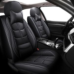 Tefebatu Housse de Siège Voiture pour Volkswagen Tiguan 2016-2023,Convient pour 5 Sièges, Coussin De Siège De Voiture en Similicuir,avec Soutien Lombaire Et Appui-Tête (QIOPLF, neuf)