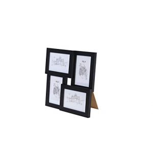 Classic by Casa Chic - Cadre Pêle-Mêle pour 4 photos 10x15 cm en bois Massif - Passe-partout de 11 x 7 cm inclus - Vitre en Verre - Noir (BBG Fun Pro, neuf)