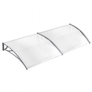 NAIZY 300 x 100cm Auvent pour Porte d'entrée Marquise Porte Exterieur de Toit Auvent en Arc de Hangar en Polycarbonateet Cadre en Aluminium pour Maison de Fenêtre de Balcon de Garage - Gris (Alrich UG, neuf)