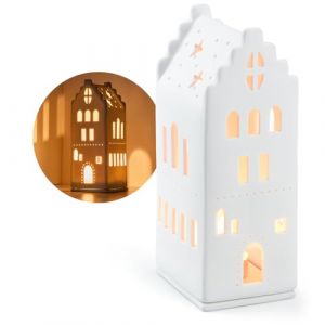 COM-FOUR&reg; Photophore en Porcelaine - Maison en Porcelaine Mate avec Pied pour Bougie Chauffe-Plat - Maison Lumineuse - D&eacute;coration de pi&egrave;ce &eacute;l&eacute;gante en Forme de Maison (21,5 cm) (COM-FOUR  Vertriebs GmbH, neuf)