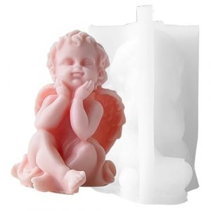 Goldyida Moule en silicone 3D en forme d'ange - Moule &agrave; bougie en silicone - Grand ange - Pour savon fait &agrave; la main - Ornements (A) (Goldyida, neuf)