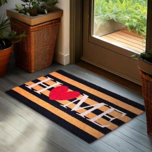 BRUBAKER Paillasson pour Ext&eacute;rieur et Int&eacute;rieur - Home avec C&oelig;ur - 45 x 75 cm Tapis de Propret&eacute; 100% Coco - Paillasson Ray&eacute; Imperm&eacute;able et Antid&eacute;rapant pour Porte de Maison, Jardin et Patio (BRUBAKER (Der Schnellversender!), neuf)