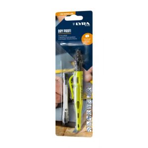Lyra L4498104 DRY PROFI Marqueur de construction avec taille-crayon et clip Mine universelle en graphite 2B 2,8 mm pour toutes les surfaces sous blister + 3 recharges (Astra FR, neuf)