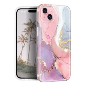 JIAXIUFEN Coque Compatible avec iPhone 15 &ndash; Coque de Protection Fine en Silicone TPU Souple &ndash; Motif marbre paillet&eacute; dor&eacute; &ndash; Coque de Protection Antichoc en Silicone TPU Souple &ndash; 6,1 Pouces (2023 (RXKEJIEU, neuf)