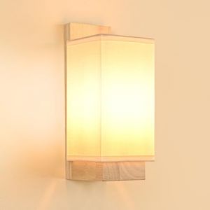 Gleonlux Applique Murale Intérieur Vintage, Applique Murale Bois Industrielle E14, Lampe Murale Rétro abat-jour en tissu, Appliques pour Chambre Couloir Salon Escalier, Ampoule Non Incluse, Rectangle (GLumen, neuf)