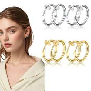 MIRKUZI Boucles d'oreilles pour homme Lot de 8 boucles d'oreilles &agrave; clip en acier inoxydable, unisexes, fausses boucles d'oreilles, sans per&ccedil;age, cr&eacute;oles et clips d'oreilles, pour hommes et filles (HU  YIFENG UK SHOP, neuf)