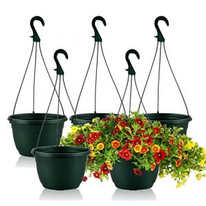 Olly & Rose Lot de 5 pots de fleurs &agrave; suspendre en plastique r&eacute;sistant au gel pour int&eacute;rieur et ext&eacute;rieur Vert fonc&eacute; 25 cm (Olly & Rose, neuf)
