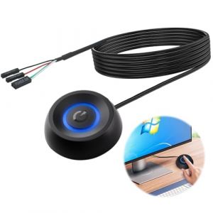 LANAFAY PC Interrupteur d'alimentation, Bouton Power PC Externe Démarrage à Distance, Interrupteur Ordinateur de Bureau Câble D'extension 1.8m Accessoire Bureau pour Carte Mère (HLXSHANGMAO, neuf)