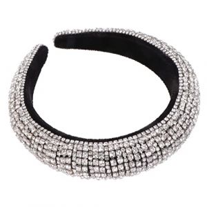 TOPPERFUN Baroque Rhinestone Headband Bandeau Large Cristal Argenté Accessoire Élégant pour Fête Mariage et Événements Spéciaux (Linuya, neuf)