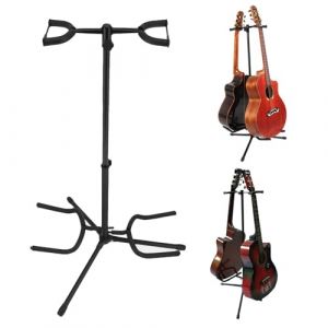 Dokeno Support de Guitare Double, Trépied Pliable Support de Sol Universel Hauteur Réglable pour Guitares Acoustiques et Électriques, Basse, Ukulélé, Banjos, Noir (ESSElidija, neuf)