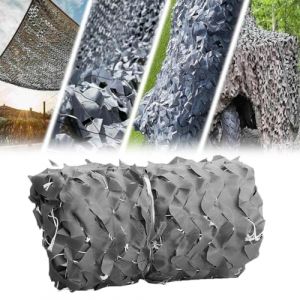 Filet de Camouflage Gris Renforcé,4x3m 3x5m 6x4m 5x16m Filet Camouflage Militaire Grande Taille Voile Ombrage pour Chasse DéCoration Camouflage Photographie AnimalièRe Terrasse Protection Jardin (WIHHLI, neuf)