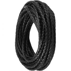 CALFOVERA 4.57M x 3MM Cordon en Cuir V&eacute;ritable tress&eacute; Rond pour la Fabrication de Bracelets Cordon de Cravate Bolo en Cuir pour la Fabrication de Bijoux Noir en Cuir V&eacute;ritable Cordon Pli&eacute; (CALFOVERA FR, neuf)