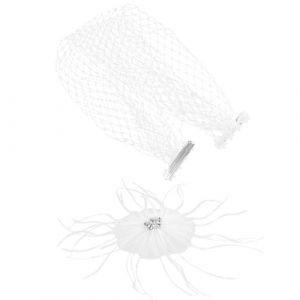 CALLARON Pince À Cheveux Mariée Accessoires De Cheveux De Mariée Pinces À Cheveux Décoratives De Fête Bibi Coiffe Bibi Pince À Cheveux En Maille Plume Bibi Pour Femmes Bibi De Mariée (Raindrops On Roof, neuf)