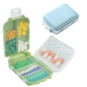 2 Pi&egrave;ces Journalier Boite Pilulier Poche, Portable Medicine Vitamin Container, Bo&icirc;te de M&eacute;dicament Portable, Pilulier de Voyage Portable, Mini Pilulier de Poche, pour Vitamines M&eacute;dicaments (AntBalloon EU, neuf)