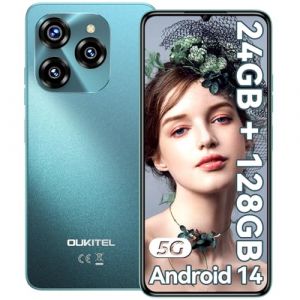 OUKITEL C50 Smartphone Pas Cher Android 14, 24GO+128GO/1TO Telephone Portable Pas Cher, 6.8"HD+ Écran, 5150mAh Smartphone Debloqué, 50MP Téléphone Gaming, Double SIM 5G/Face ID/Fingerprint/GPS - Vert (La Maison OUKITEL, neuf)