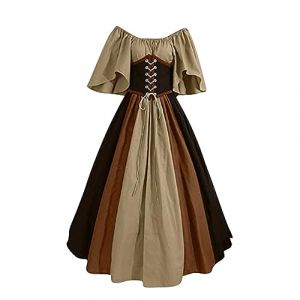 Susenstone 2024 Robe Medievale Femme Grande Taille Victorienne Steampunk Gothique Vintage Medievale Steampunk Costume MéDiéVal Femme DéGuisement Victorienne DéGuisements Dress Halloween Renaissance (⭐⭐⭐⭐⭐Susenstone, neuf)