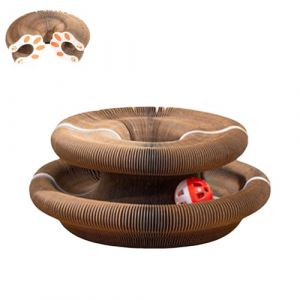 Kitty Spin Jouet Interactif pour Chat d&rsquo;Int&eacute;rieur, Royaume F&eacute;lin Jouet Interactif pour Chats, Griffoir Pliable en Carton Accord&eacute;on avec Balle, Tunnel Modulable (E) (Serria, neuf)