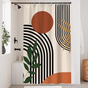 Uiiooazy Rideau Douche Terracotta, Rideau de Douche Anti Moisisusre 120x200cm Tissu Lavable Orange Abstrait Boho Rideaux de Baignoire Boheme Imperm&eacute;able Polyester Rideaux de Bain avec 8 Crochets (dongguibinjingpinxiaodianpu, neuf)