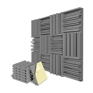 CAIONPLE 6 Pcs Panneaux de Mousse Acoustique Auto-Adh&eacute;sive, 12 X 12 X 2 Pouces, Mousse Absorbante de Son pour Studio D'Enregistrement, Facile &agrave; Utiliser, Gris et Insonorisant (baijiahengtrading Ltd, neuf)